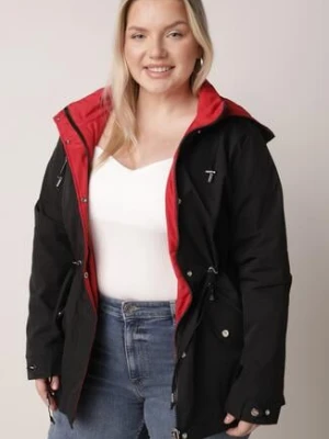 Czarno-Czerwona Dwustronna Kurtka Przejściowa w Stylu Parki z Kapturem Tidala mhm