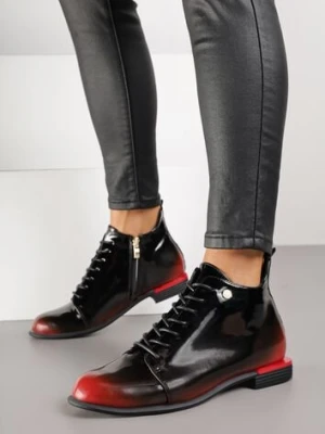 Czarno-Czerwone Botki Trzewiki Lakierowane Vices Jovilie