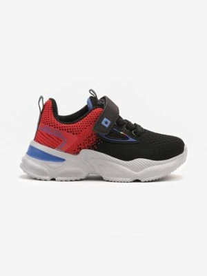 Czarno-Czerwone Buty Sportowe Sneakersy na Grubej Tłoczonej Podeszwie Ilatira