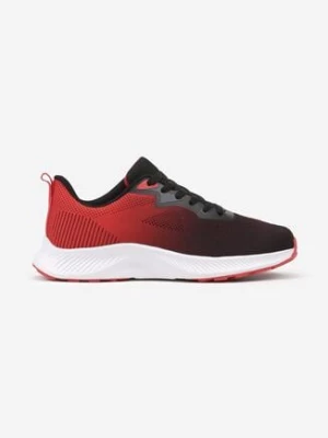 Czarno-Czerwone Buty Sportowe Sneakersy Sznurowane z Efektem Ombre Cidia