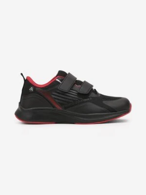 Czarno-Czerwone Buty Sportowe Sneakersy z Tłoczoną Cholewką Fonwin