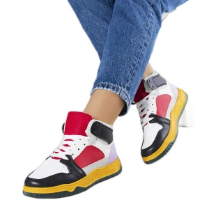 Czarno-czerwone sneakersy za kostkę Elizabeth białe Inna marka