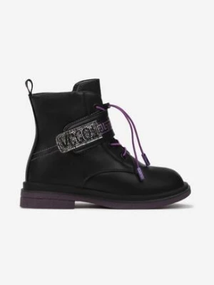 Czarno-Fioletowe Botki Diomeope