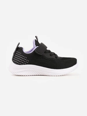 Czarno-Fioletowe Buty Sportowe Sneakersy z Perforacją i Tłoczoną Podeszwą Uriltora Apawwa