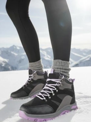 Czarno-Fioletowe Buty Trekkingowe Trapery Vices Ozdobione Przeszyciami Narrive