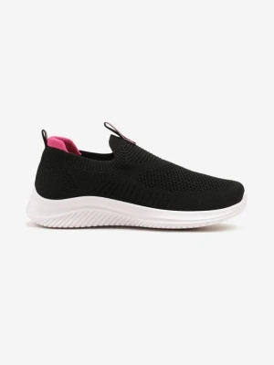 Czarno-Fuksjowe Wsuwane Buty Sportowe Sneakersy z Siateczki na Piankowej Podeszwie Eldriva Apawwa