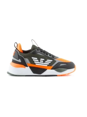 Czarno-Pomarańczowe Sneakersy z Logo Orła Emporio Armani EA7