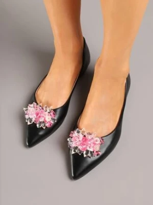 Czarno-Różowe Balerinki Ozdobione Kryształkami Vevaria goodin