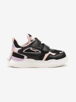 Czarno-Różowe Buty Sportowe Sneakersy Ozdobione Tłoczonym Wzorem Idanirre bessky