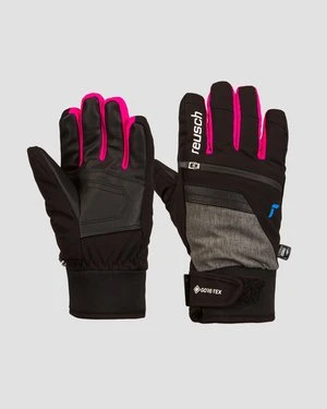 Czarno-różowe rękawice dziecięce Reusch Travis GORE-TEX