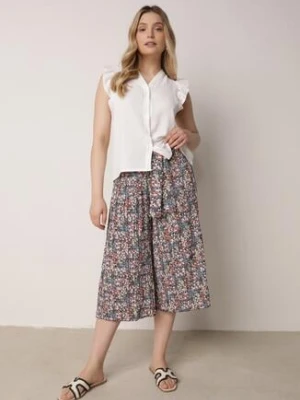 Czarno-Różowe Szerokie Plisowane Spodnie z Bawełną i Gumką w Talii Wiązane Paskiem Closofia airisa