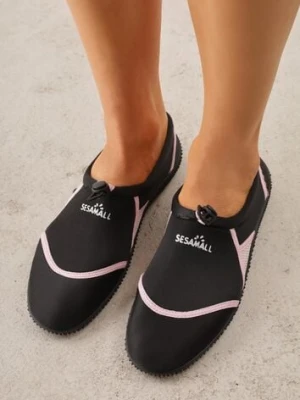 Czarno-Różowe Wsuwane Buty Sportowe do Wody z Elastyczną Cholewką Vetilore
