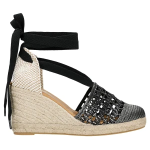 Relaks boho sandały na koturnie w stylu espadryli z wiazaniem na kostce r 76003-11