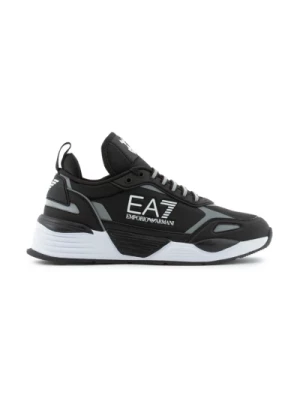Czarno-Srebrne Sneakersy Emporio Armani EA7