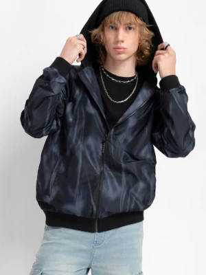 Czarno-szara kurtka przejściowa z kapturem z efektem cieniowania Reporter