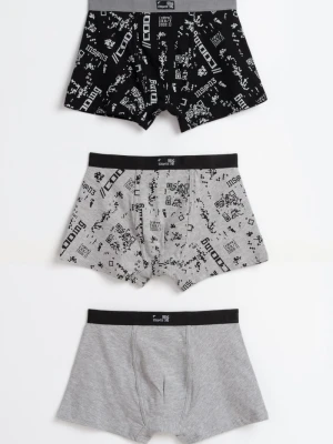 Czarno-szare bokserki z nadrukami 3-PAK Reporter