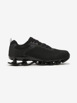 Czarno-Szare Buty Sportowe Sneakersy z Geometrycznym Zdobieniem Noramia