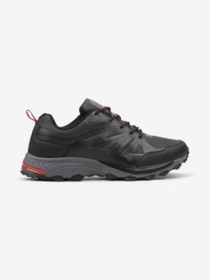 Czarno-Szare Płaskie Buty Sportowe Sneakersy z Tłoczoną Podeszwą Evida