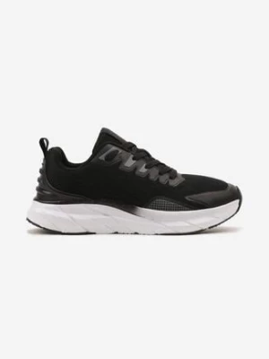 Czarno-Szare Sznurowane Buty Sportowe Sneakersy z Tłoczoną Podeszwą Efine