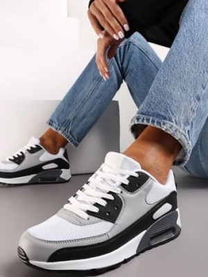 Czarno-Szare Sznurowane Sneakersy na Grubej Podeszwie Sayre