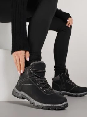 Czarno-Szare Traperki Sportowe Mocno Ocieplone Vimee