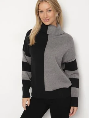 Czarno-Szary Golf z Geometrycznym Wzorem w Paski Eminerria glo-story