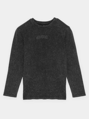 Czarno-szary t-shirt z długim rękawem z efektem sprania Reporter Young