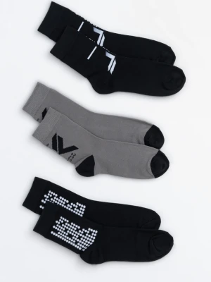 Czarno-szary zestaw skarpet z autorskimi grafikami 3-PAK Reporter