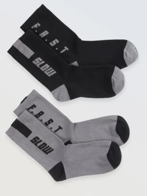 Czarno-szary zestaw skarpet z grafikami 2-PAK Reporter