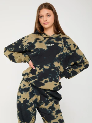 Czarno-zielona bluza dresowa tie dye z kapturem Reporter