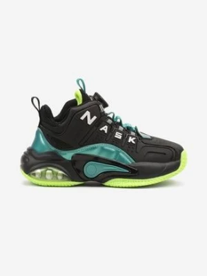 Czarno-Zielone Buty Sportowe w Trekkingowym Stylu z Zapięciem BOA Lorfia