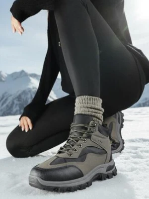 Czarno-Zielone Buty Trekkingowe Trapery Vices z Geometrycznym Wzorem Anerisse