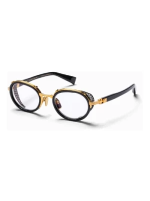 Czarno-Złote Owalne Okulary Tytanowe Balmain
