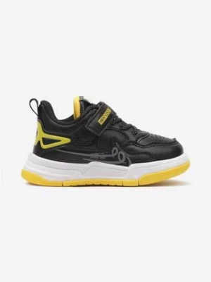 Czarno-Żółte Buty Sportowe Sneakersy ze Skórzaną Wkładką Zalora