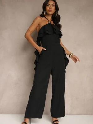 Czarny Asymetryczny Kombinezon Ozdobiony Metaliczną Aplikacją Tilfina elsa.m by may