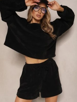 Czarny Basicowy Komplet Szorty i Bluza Novirissa jumelle