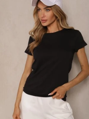 Czarny Basicowy T-shirt z Bawełny Mevolena