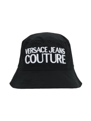 Czarny Bawełniany Kapelusz Męski z Logo Versace Jeans Couture - L Versace Jeans Couture