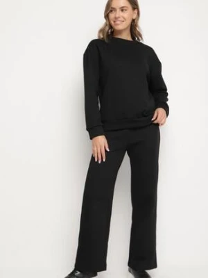 Czarny Bawełniany Komplet Dresowy Oversize z Ociepleniem Bluza i Spodnie Cantila yu & me