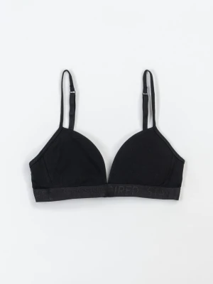 Czarny bawełniany stanik na ramiączkach z ozdobną gumą Reporter