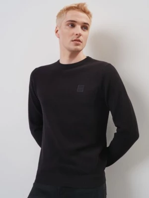 Czarny bawełniany sweter męski z logo OCHNIK
