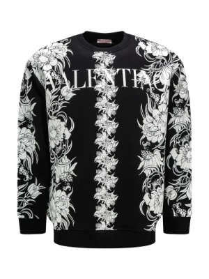 Czarny Bawełniany Sweter z Kwiatowym Wzorem Valentino