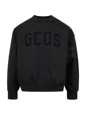 Czarny Bawełniany Sweter z Okrągłym Dekoltem i Logo Gcds
