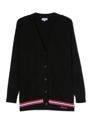 Czarny bawełniany sweter z ściągaczami na mankietach i dole Emilio Pucci