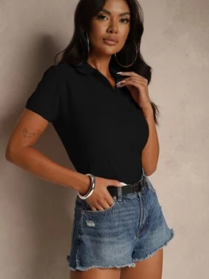 Czarny Bawełniany T-shirt Typu Polo Arsenllia fruit of the loom
