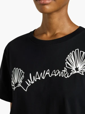 CZARNY BAWEŁNIANY T-SHIRT Z NADRUKIEM MUSZLA LIVIANA CONTI