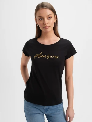Czarny bawełniany t-shirt z napisem TOP SECRET