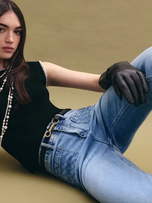 Czarny bezrękawnik z ozdobnym wykończeniem TARANKO