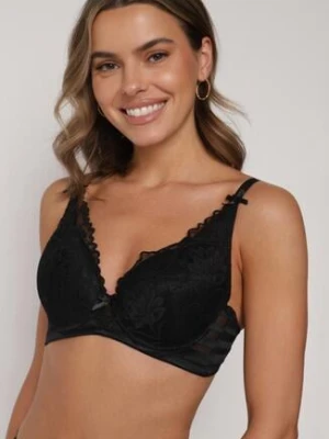 Czarny Biustonosz Koronkowy z Kokardkami Themikaia love magnolia