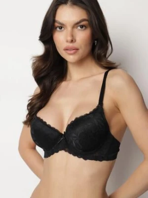 Czarny Biustonosz o Fasonie Full Cup z Koronką Finedis han